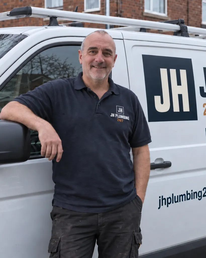 John Hargreaves beside his JH Plumbing 24/7 van